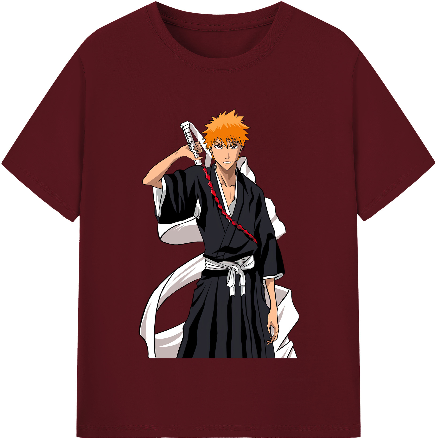 （画像用） ブリーチ 黒崎一護（くろさき いちご）BLEACH Kurosaki Ichigo 綿100％半袖Tシャツ（フロントプリント）